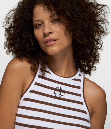 tank top rib stripes | white/dark truffle