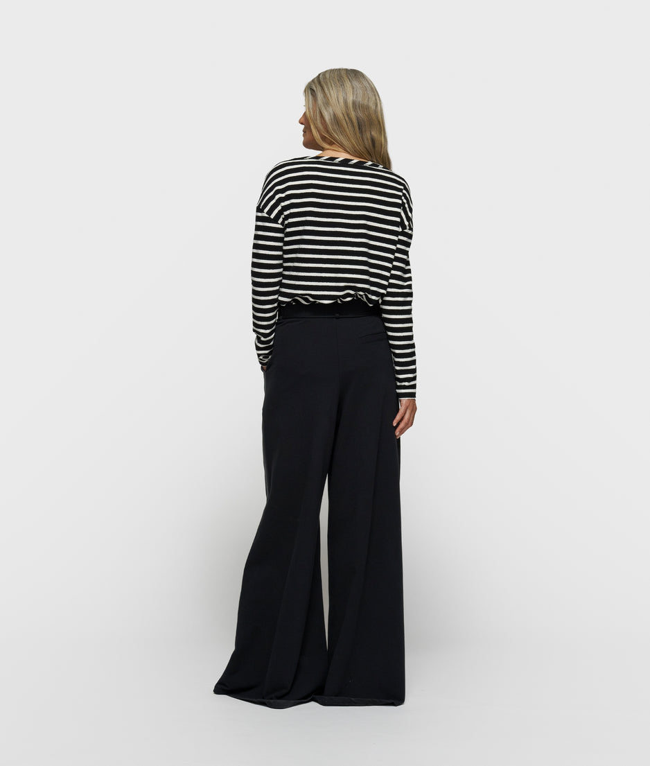 long sleeve tee stripes | black/ecru