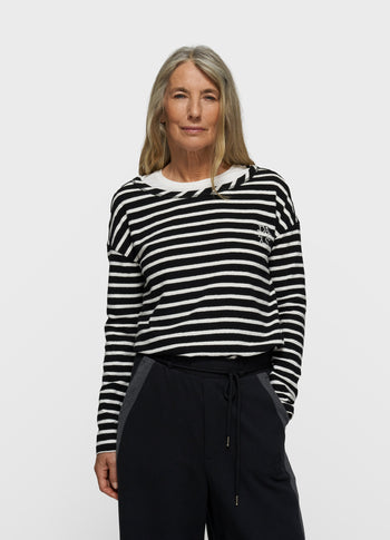 long sleeve tee stripes | black/ecru