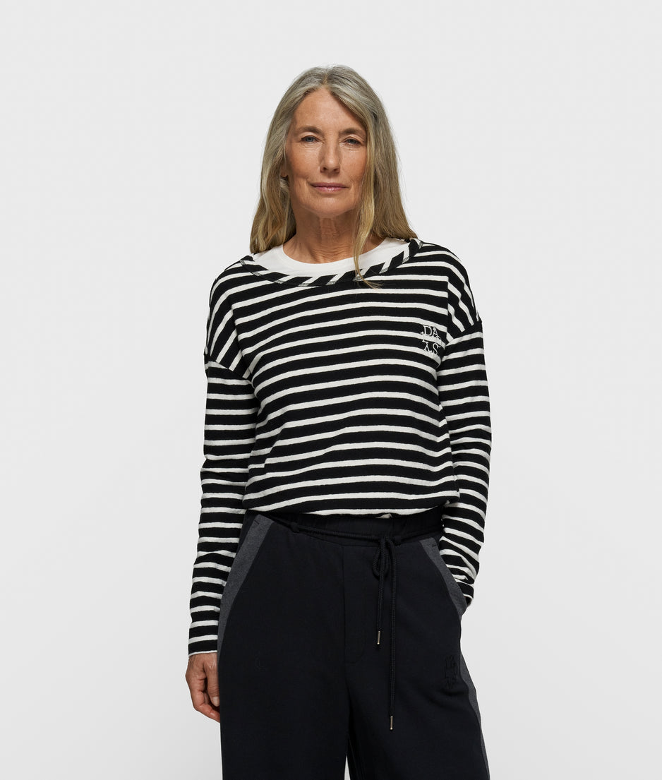 long sleeve tee stripes | black/ecru