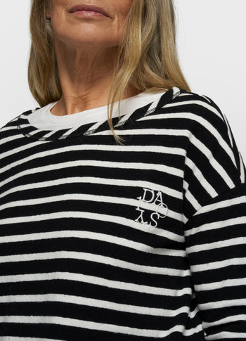 long sleeve tee stripes | black/ecru