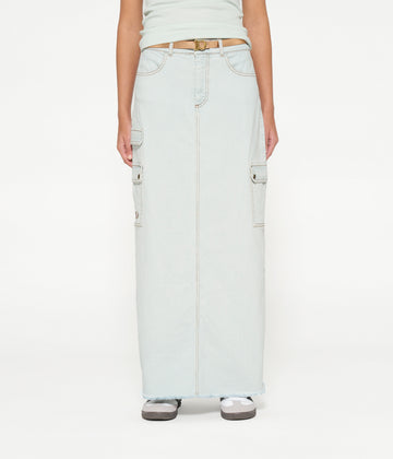 slub twill skirt | sea foam