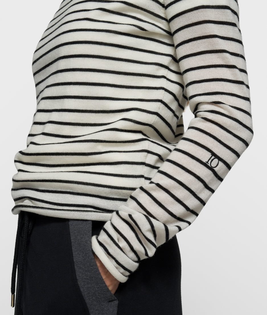 fine knit sweater stripes | ecru/black