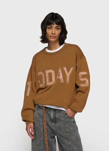 statement sweater logo | suede