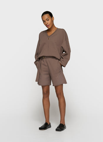 sweater v-neck fleece | moonrock