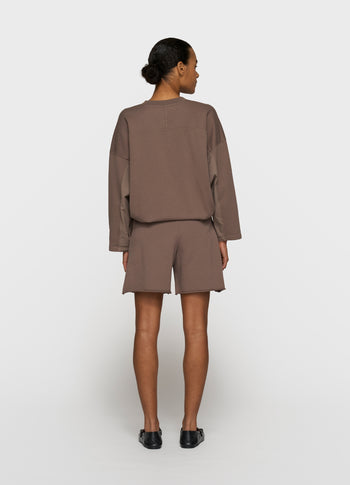 belted shorts fleece | moonrock
