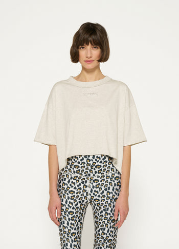 squared cropped tee | soft white melee