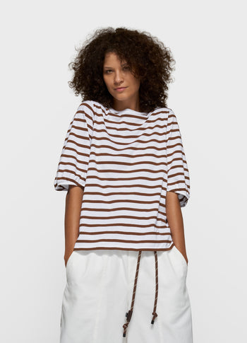 balloon tee stripes | white/dark truffle