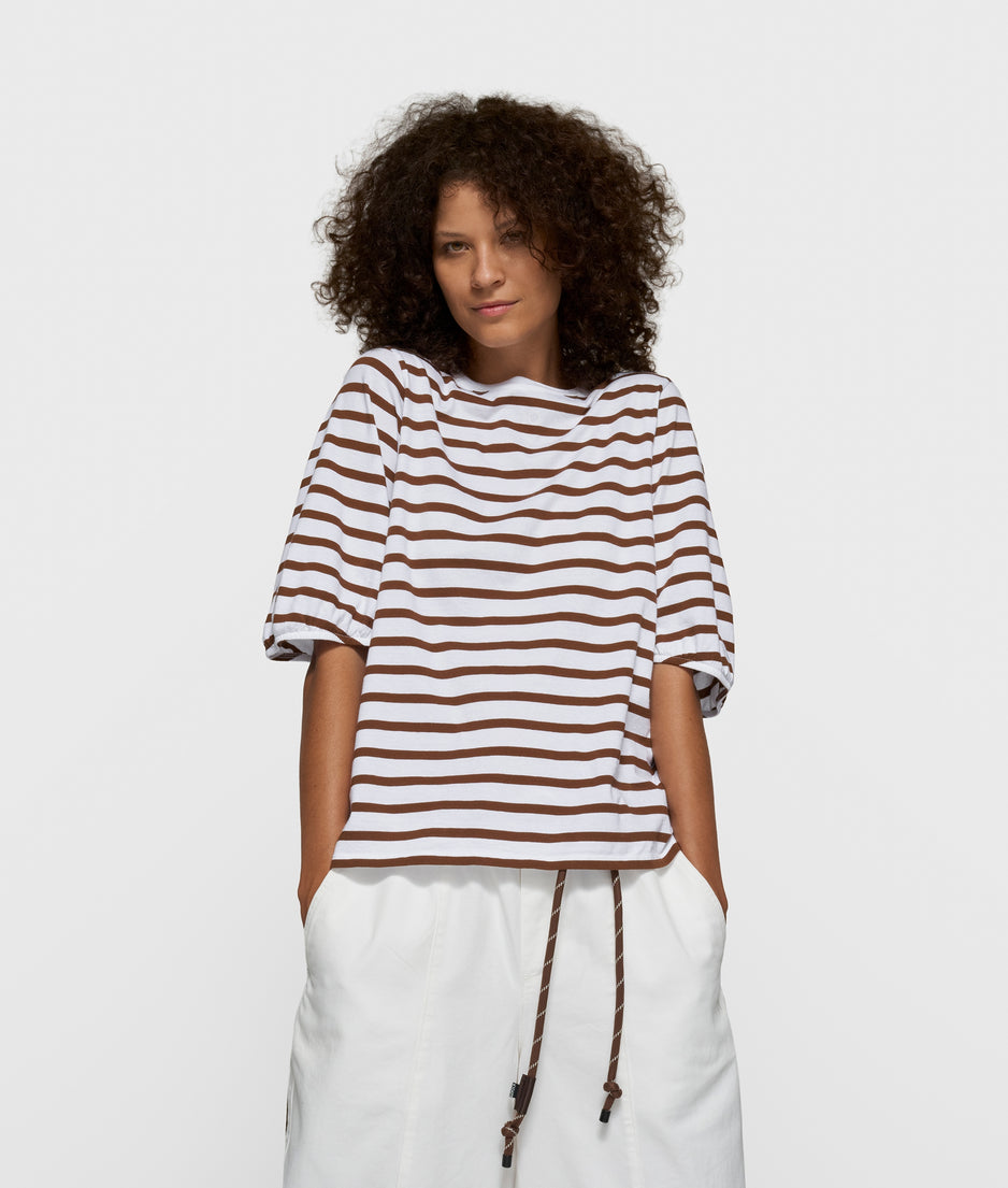 balloon tee stripes | white/dark truffle
