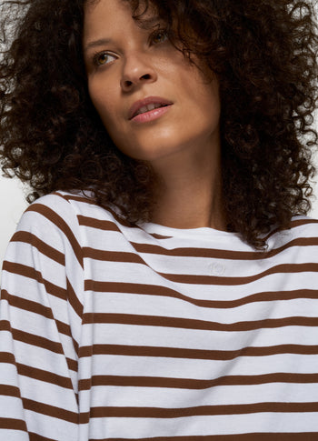 balloon tee stripes | white/dark truffle