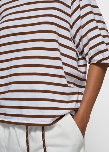balloon tee stripes | white/dark truffle