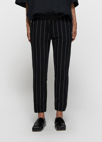 cropped jogger pinstripe | black