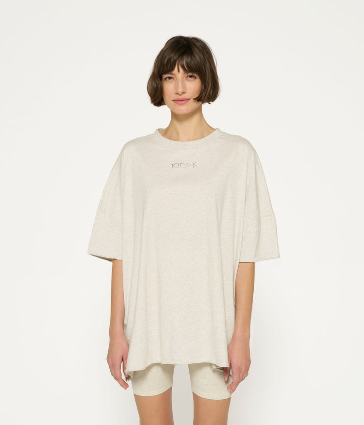oversized tee dress | soft white melee