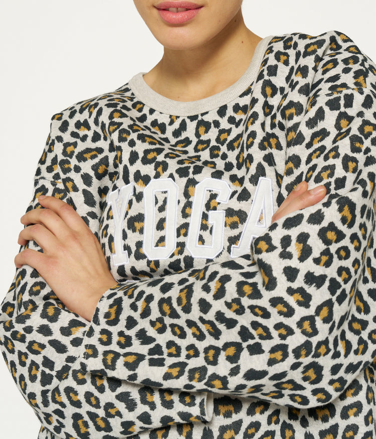 raw edge statement sweater leopard | light grey melee