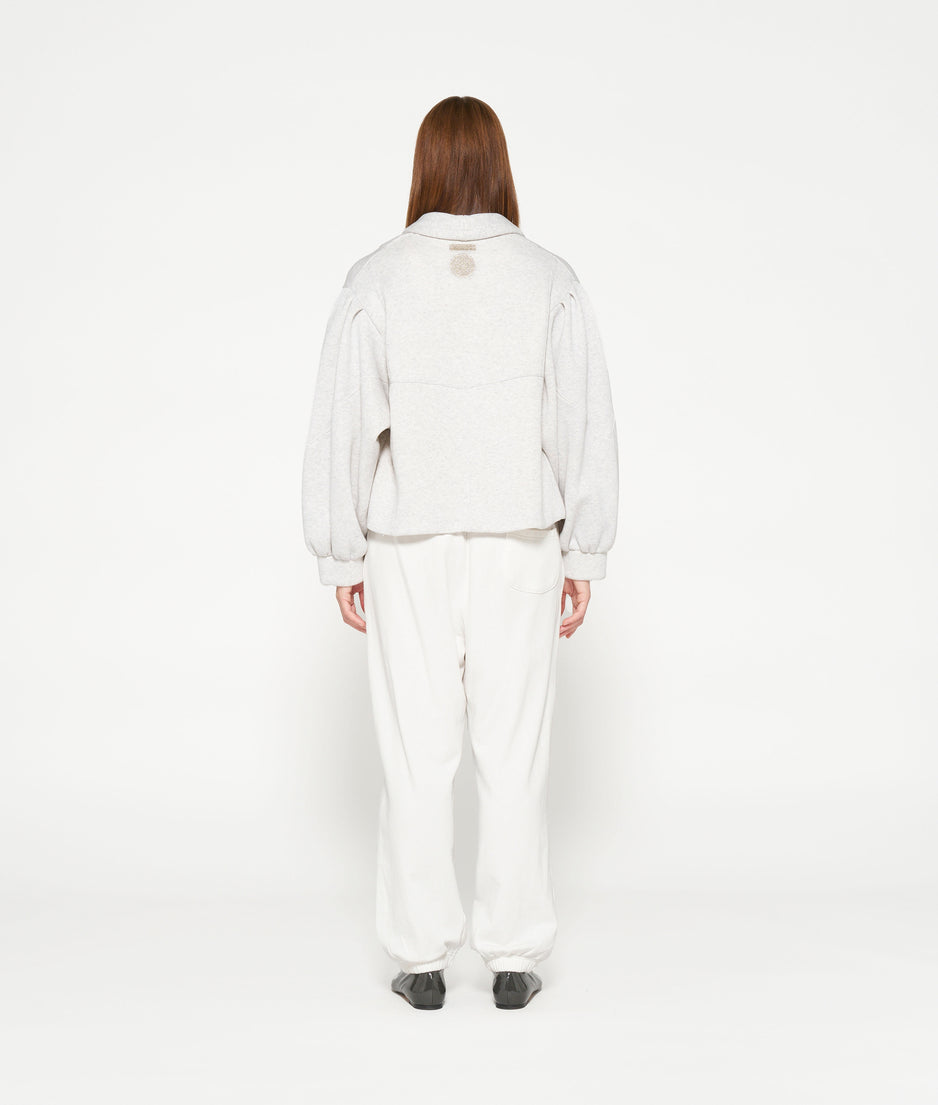 fleece icon jacket | white grey melee