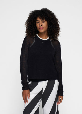 thin knit sweater | black