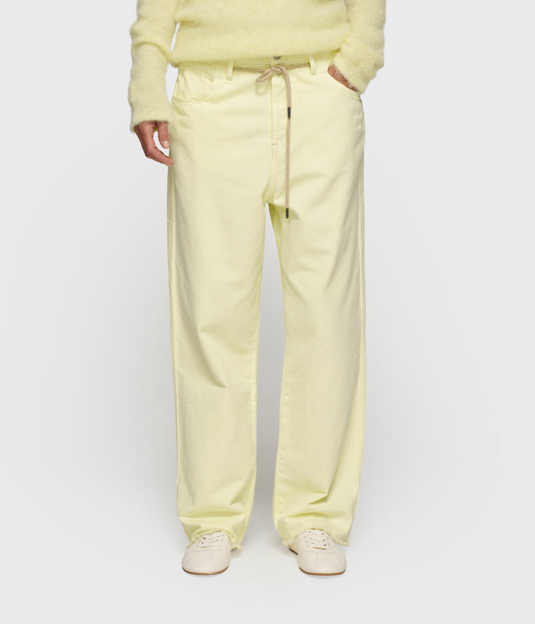 straight leg pants twill | pastel yellow