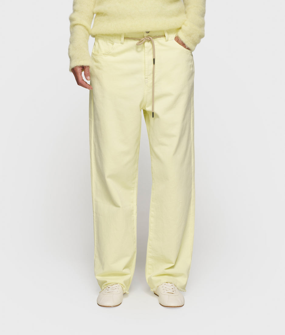 straight leg pants twill | pastel yellow