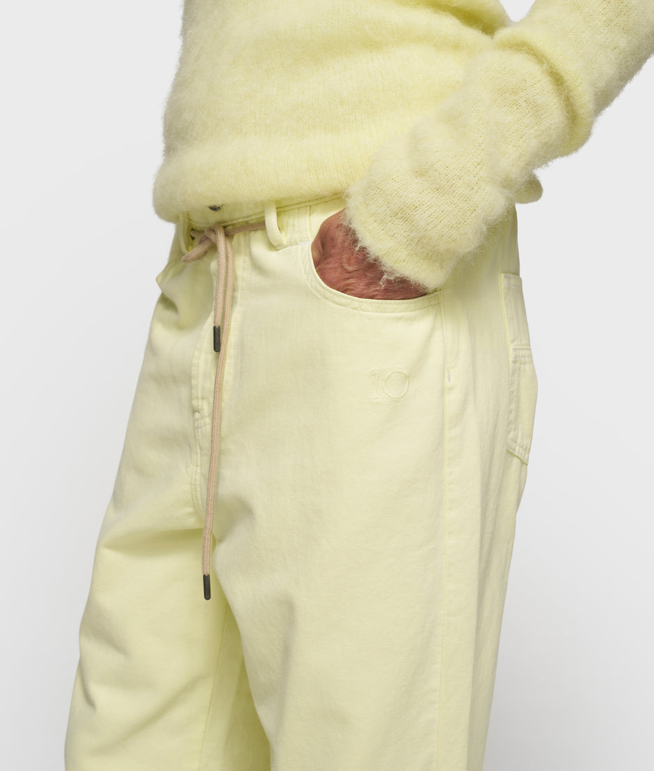 straight leg pants twill | pastel yellow