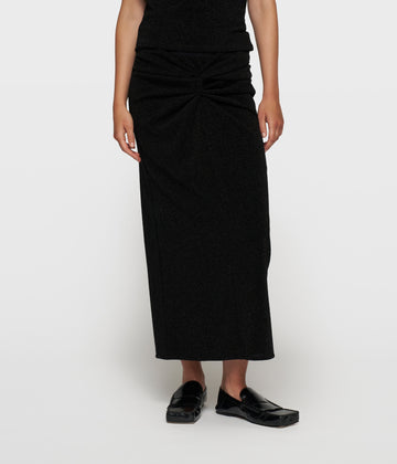 maxi drape skirt sparkle | black