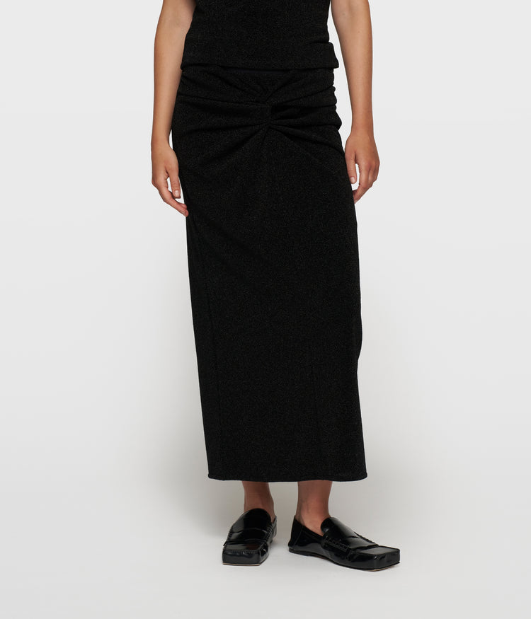 maxi drape skirt sparkle | black
