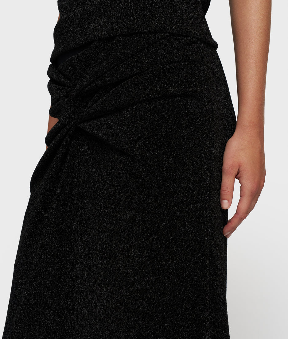 maxi drape skirt sparkle | black