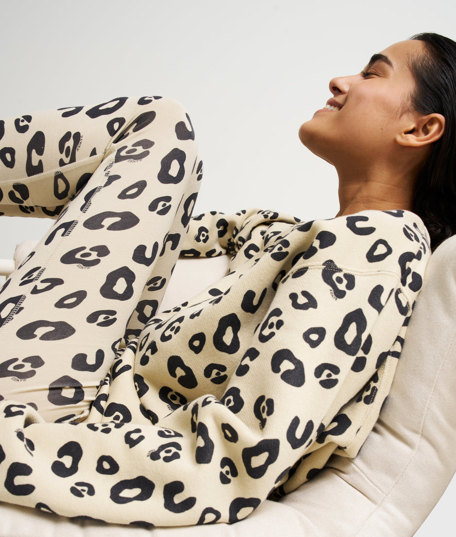 raw edge sweater leopard | oyster