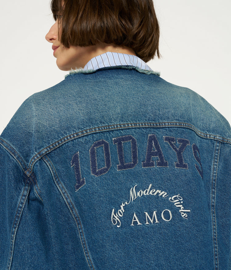 denim logo jacket | blue denim