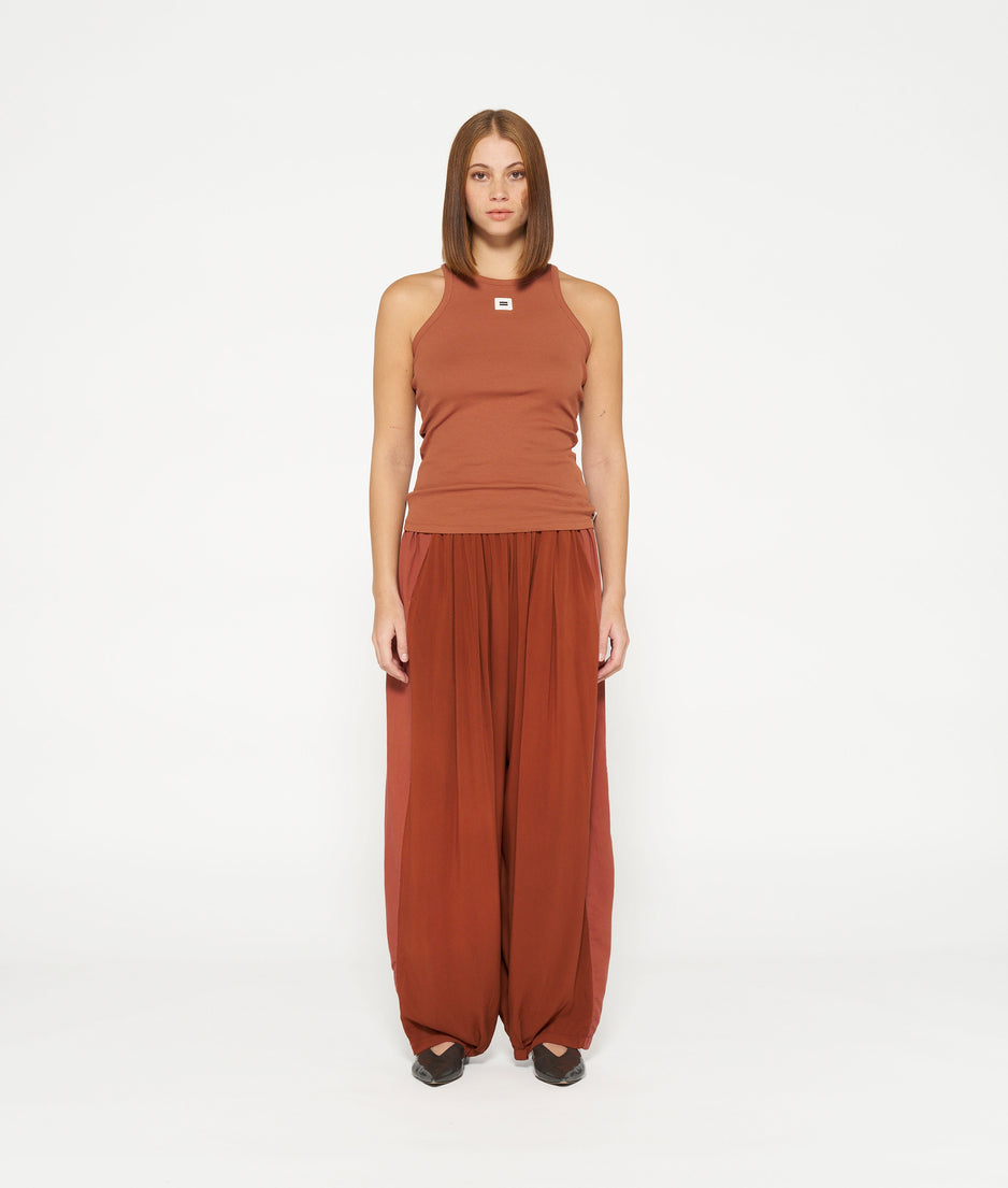 flowy pants | saddle brown