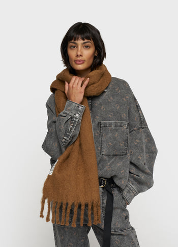 thick brushed scarf | suede