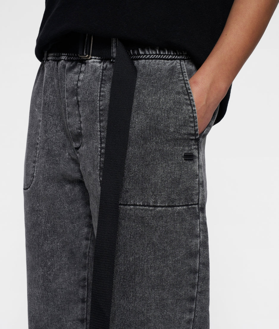THE BELTED PANTS WASHED | black