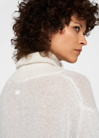 turtleneck sweater knit sparkle | ecru