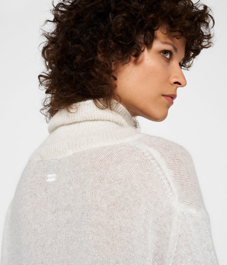 turtleneck sweater knit sparkle | ecru