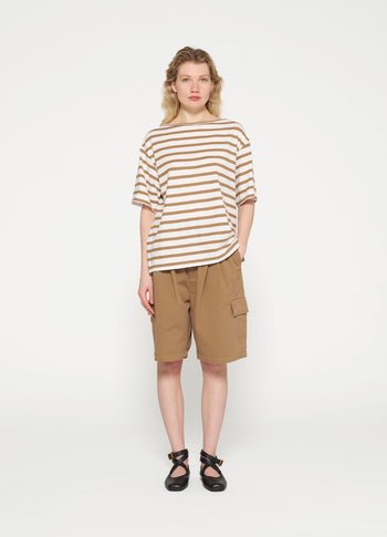 short sleeve tee stripes | ecru/cedar brown