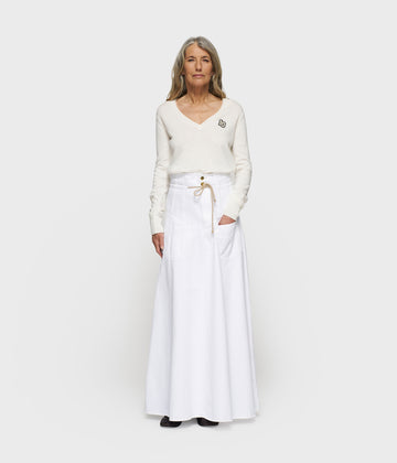 high waist skirt twill | optic white