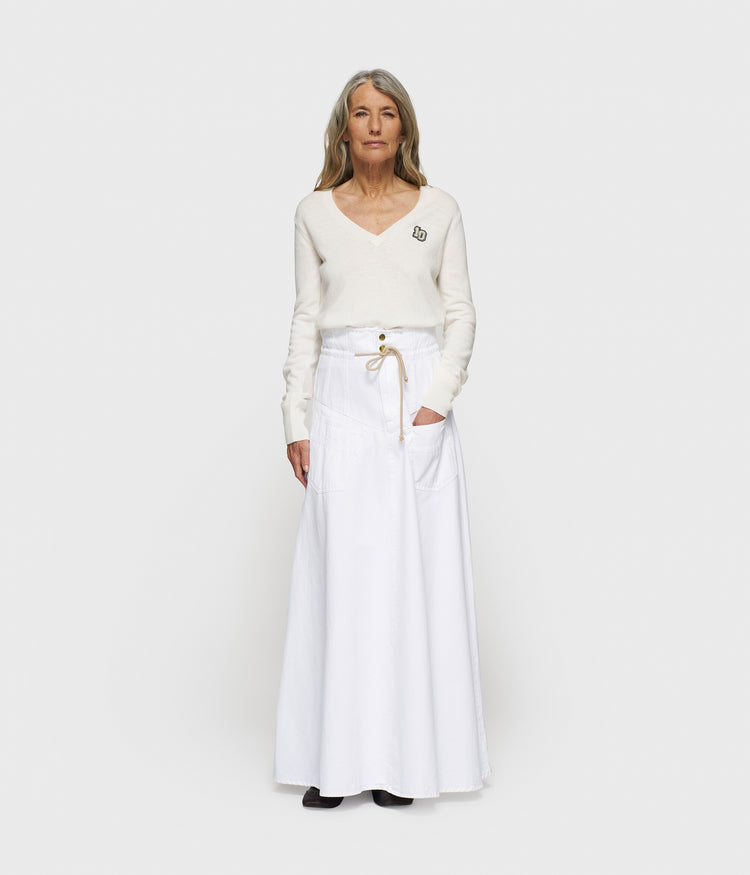 high waist skirt twill | optic white