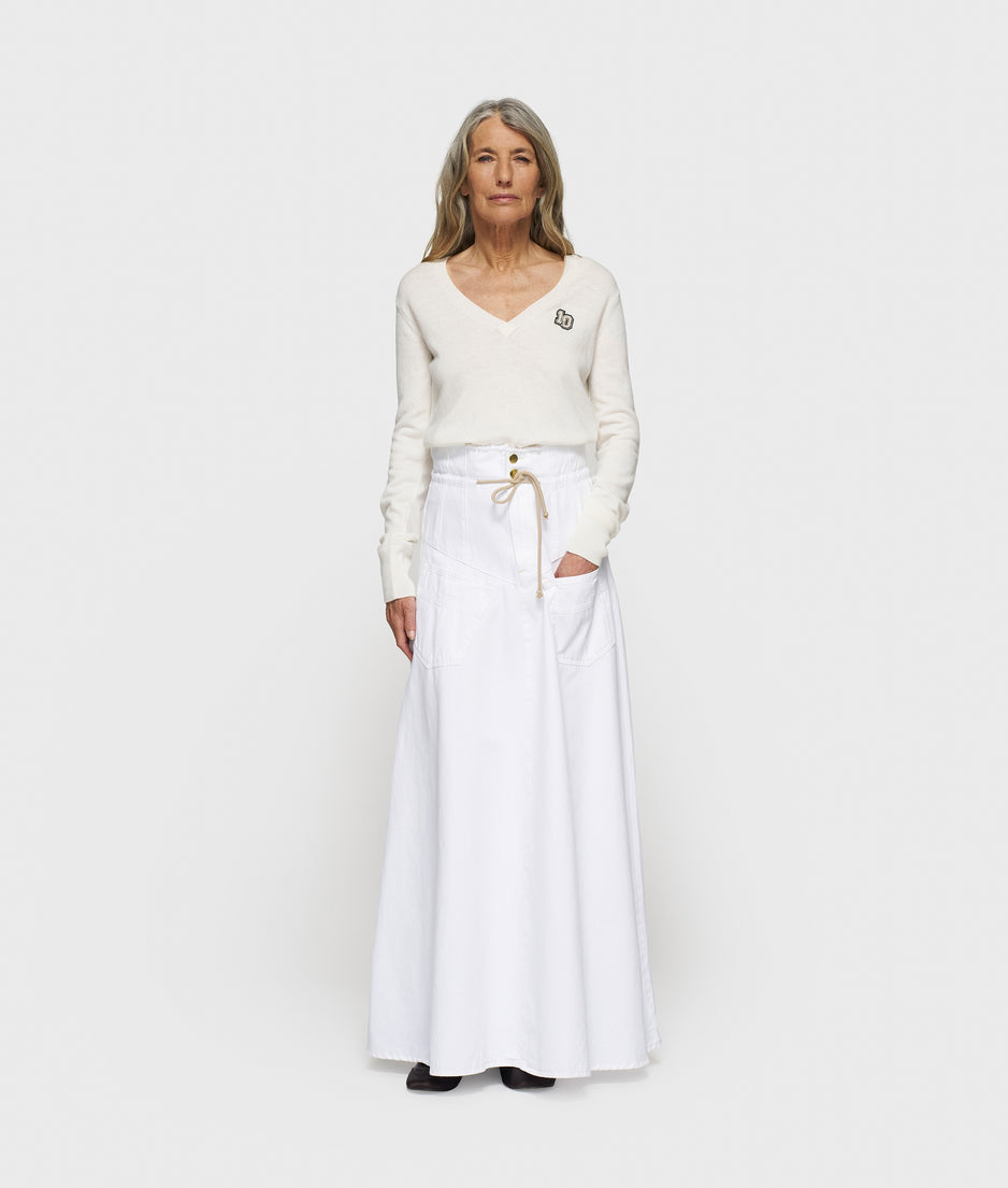 high waist skirt twill | optic white