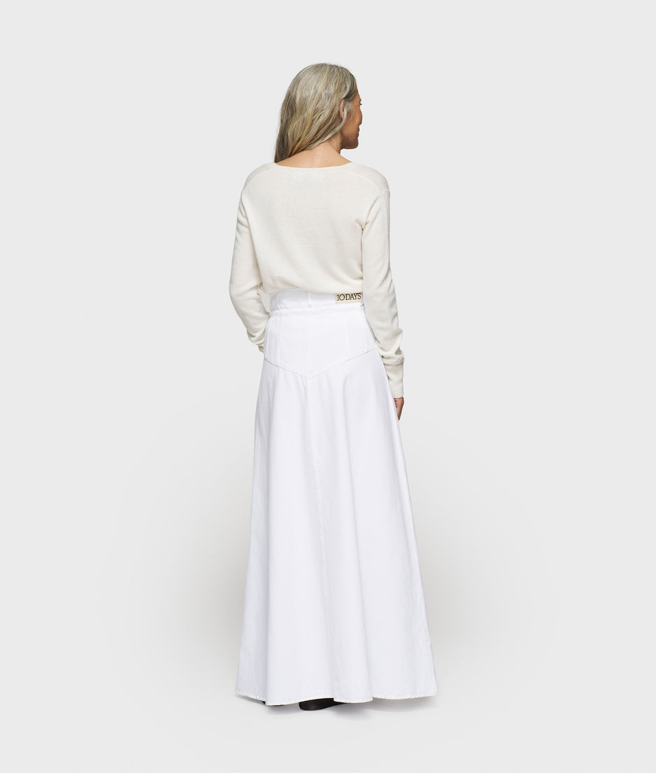 high waist skirt twill | optic white