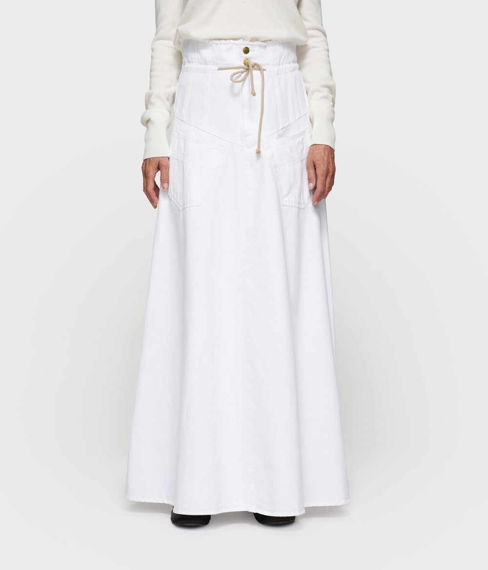 high waist skirt twill | optic white