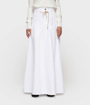 high waist skirt twill | optic white