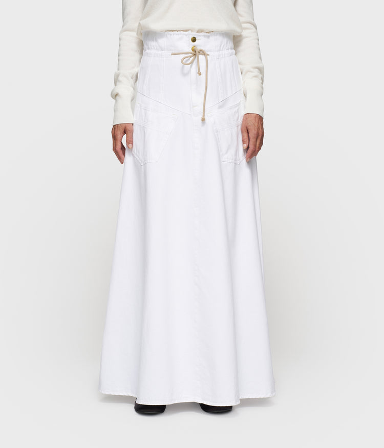 high waist skirt twill | optic white