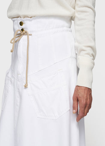 high waist skirt twill | optic white