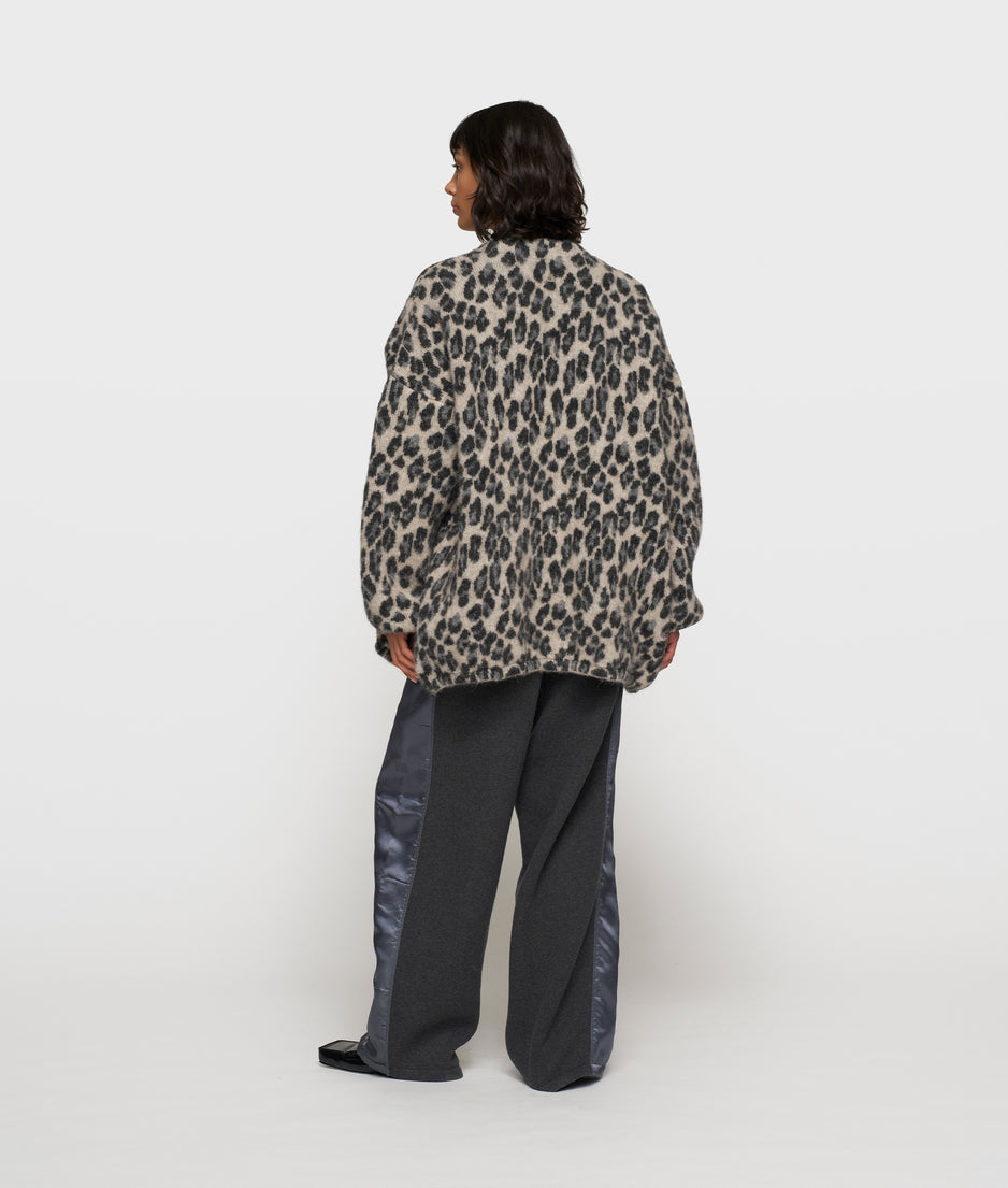 knit cardigan leopard | soft white melee