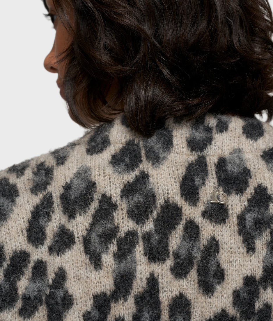 knit cardigan leopard | soft white melee