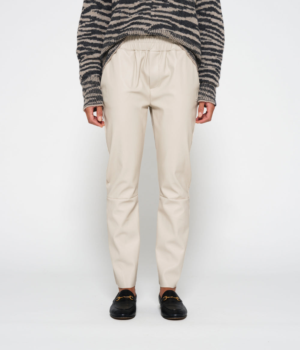 leather look cropped jogger | light safari