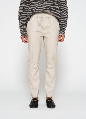 leather look cropped jogger | light safari