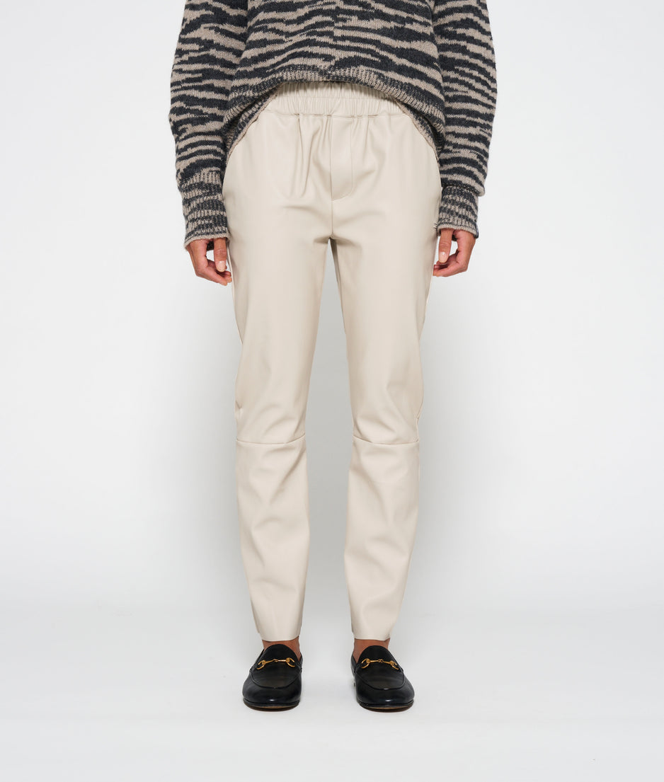 leather look cropped jogger | light safari