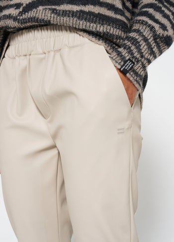 leather look cropped jogger | light safari
