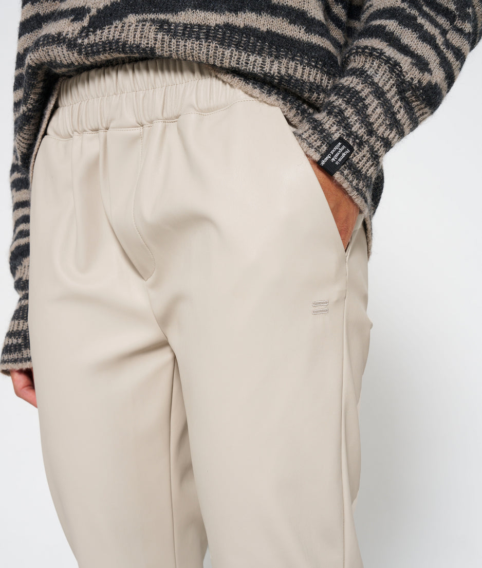 leather look cropped jogger | light safari