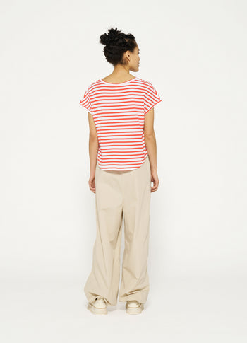 tee stripes | white/poppy red